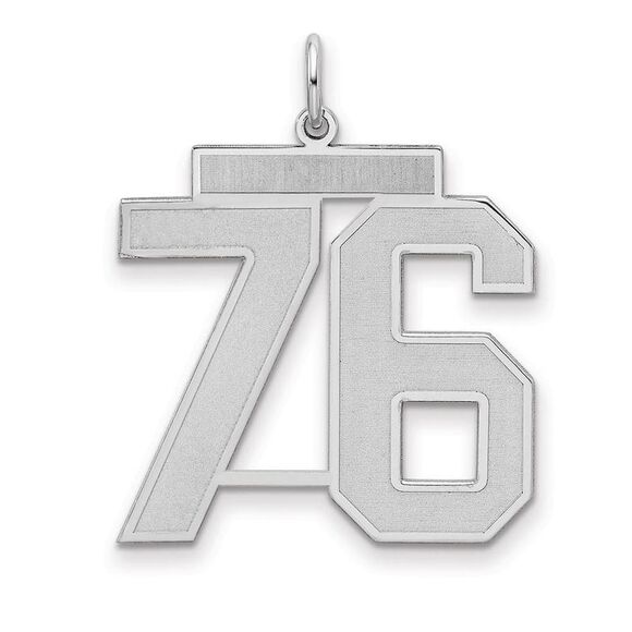 Sterling Silver Jersey Collection Large Number 76 Pendant